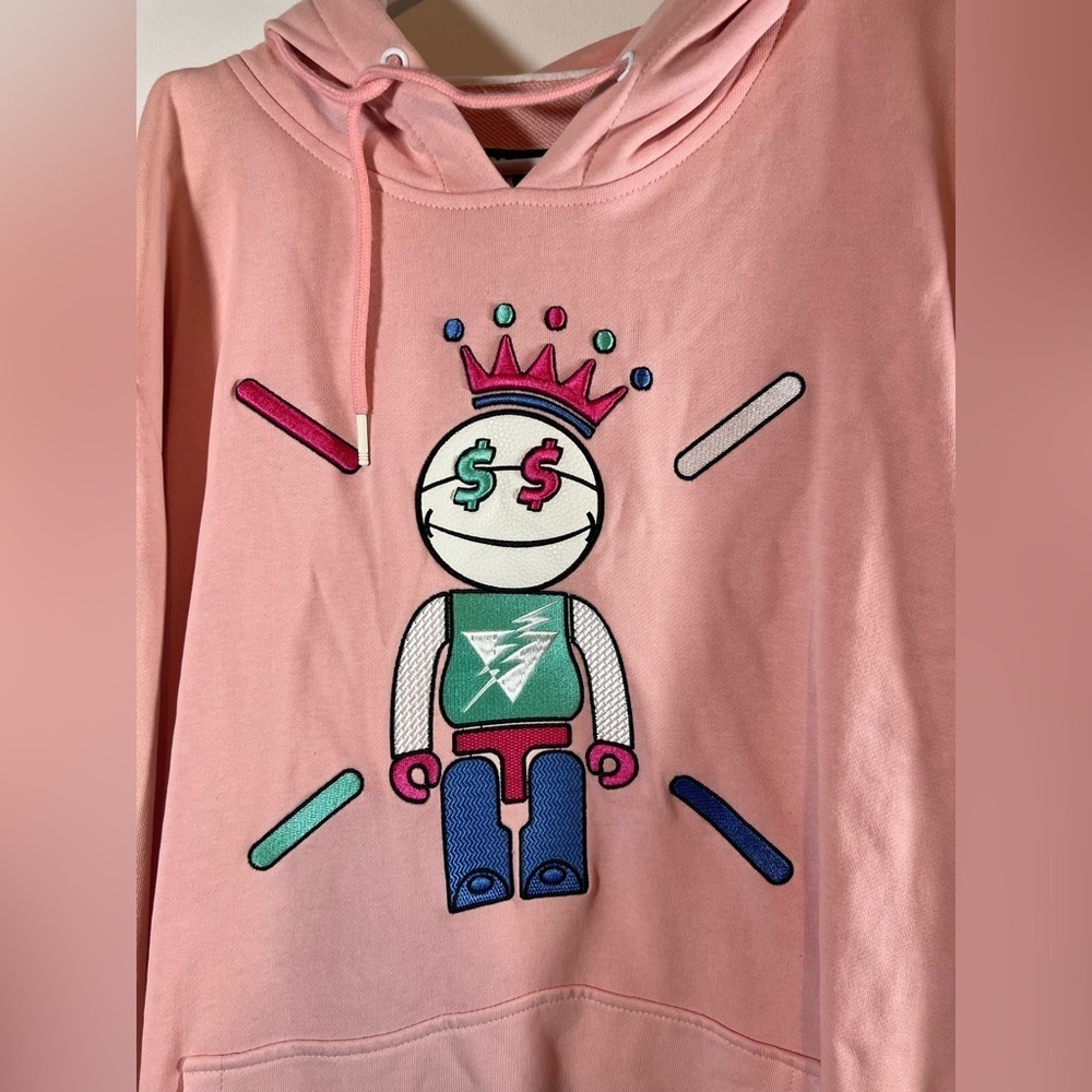 BKYS Sweatshirt Hoodie Brick Toy Men Pink Graphic Kangaroo Pocket Drawcord 2XL - Picture 2 of 11